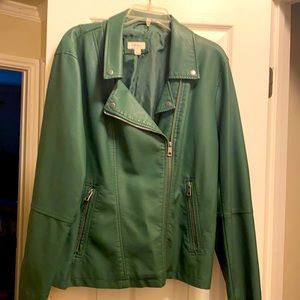 Green faux leather jacket
